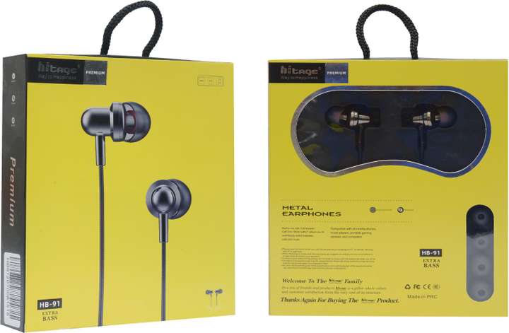 Hitage in Ear Extra Bass earphone Wired Headset with Mic Black Wired