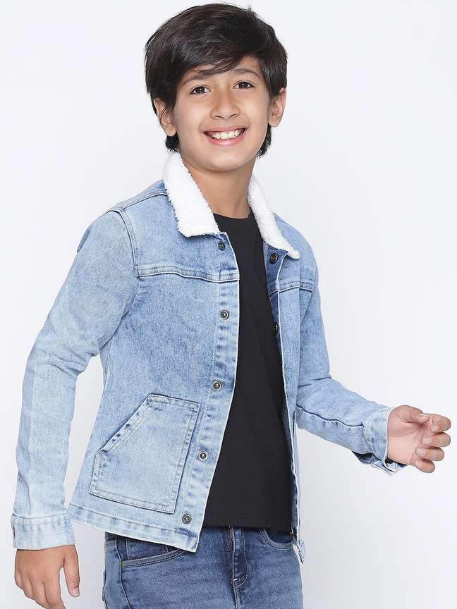 Spyby Full Sleeve Solid Boys Denim Jacket - Buy Spyby Full 