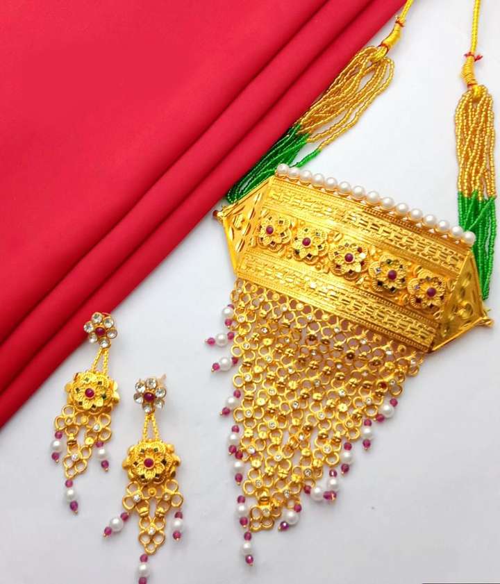 Rajasthani AAD Bridal AAD Set Alloy Gold plated Gold Jewellery Set Price in India Buy Rajasthani AAD Bridal AAD Set Alloy Gold plated Gold Jewellery Set Online at Best Prices in India Flipkart