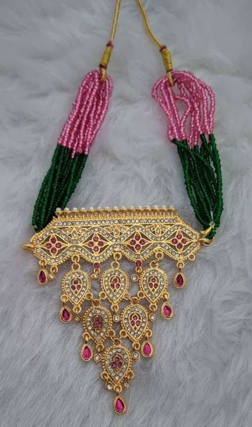 RajputiFancy New design aad set Cubic Zirconia Gold plated Plated Alloy Necklace Price in India Buy RajputiFancy New design aad set Cubic Zirconia Gold plated Plated Alloy Necklace Online at Best Pric...