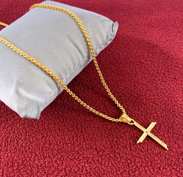JewelryArt One Gram Gold Plated Jesus Christ Crucifix Cross Pendant Plain Dollar Chain Gold plated Plated Copper Necklace Price in India Buy JewelryArt One Gram Gold Plated Jesus Christ Crucifix Cross...