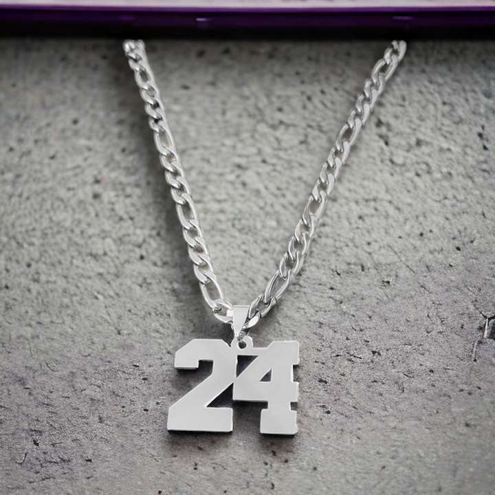 Shiv Jagdamba Personalized Bikers Jewelry Sports Jersey No.24 Pendant Necklace Sterling Silver Stainless Steel Pendant
