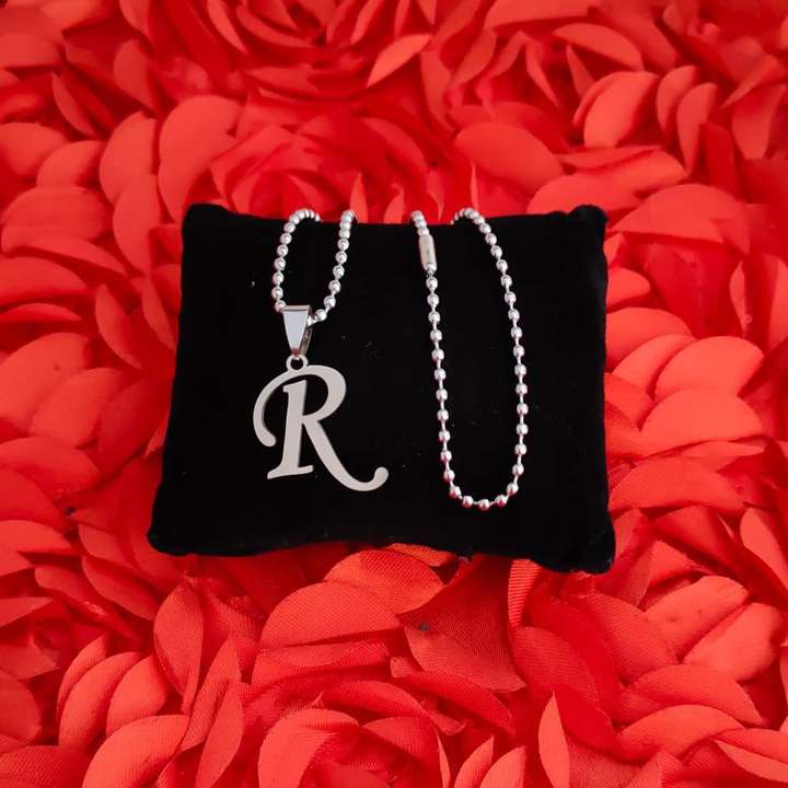 Stylewell Silver Name English Alphabet R Letter Pendant Locket Necklace With Ball Chain Stainless Steel Pendant