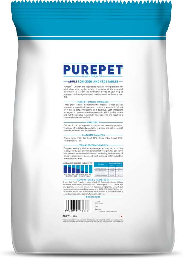 purepet Chicken and Vegetable 9 kg Dry Adult Dog Food Price in India Buy purepet Chicken and Vegetable 9 kg Dry Adult Dog Food online at Flipkart