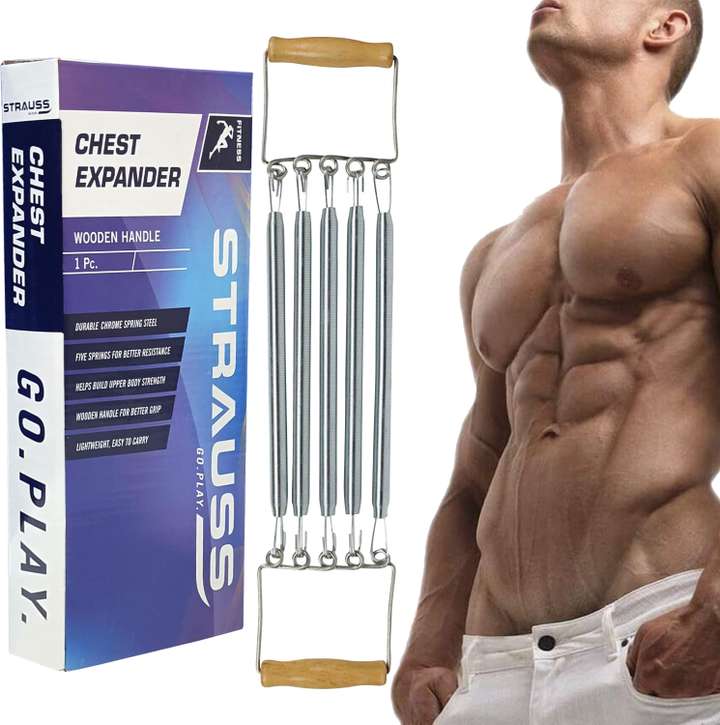 Strauss 5 Spring Chest Expander Ideal for Gym Home Stretching Resistance Tube