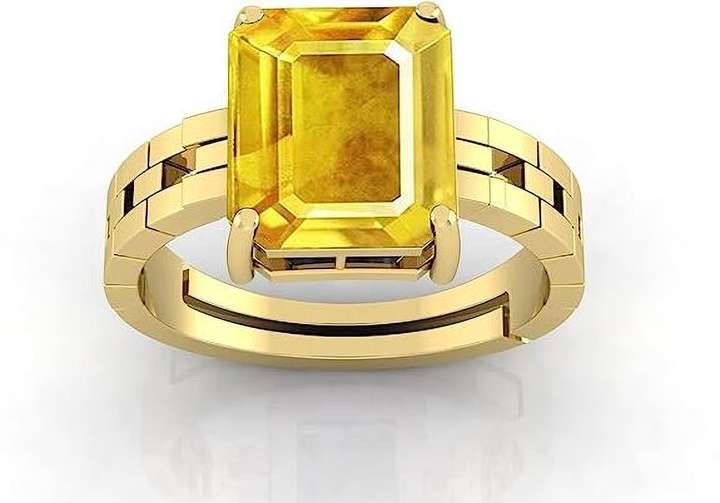 MSPR 8.25 Ratti Pukhraj Stone Original Certified Yellow Sapphire Gemstone Ring Brass Ring Price in India Buy MSPR 8.25 Ratti Pukhraj Stone Original Certified Yellow Sapphire Gemstone Ring Brass Ring O...
