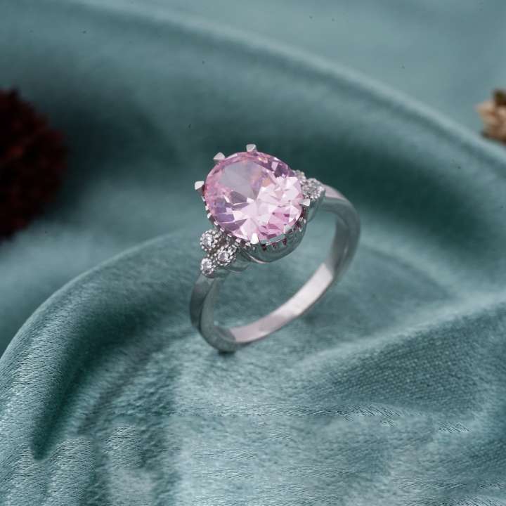 Women's 925 Silver orders Pink Diamond Ring