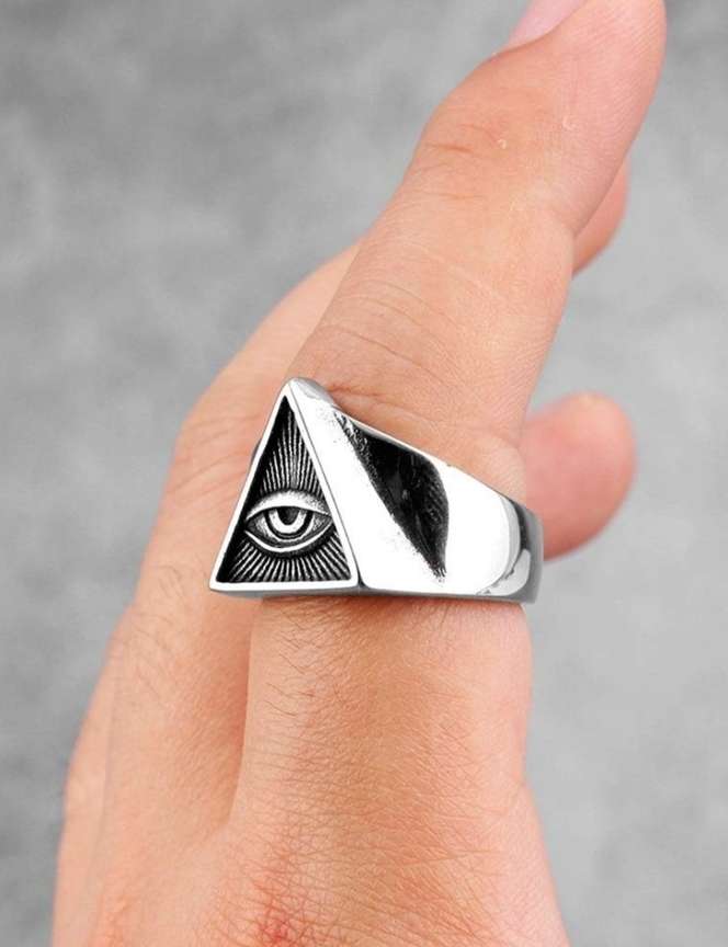 Sunshine Creations Stylish Vintage All Seeing Eye Pyramid Illuminati Biker Rider Men s Ring Stainless Steel Silver Plated Ring Price in India Buy Sunshine Creations Stylish Vintage All Seeing Eye Pyra...