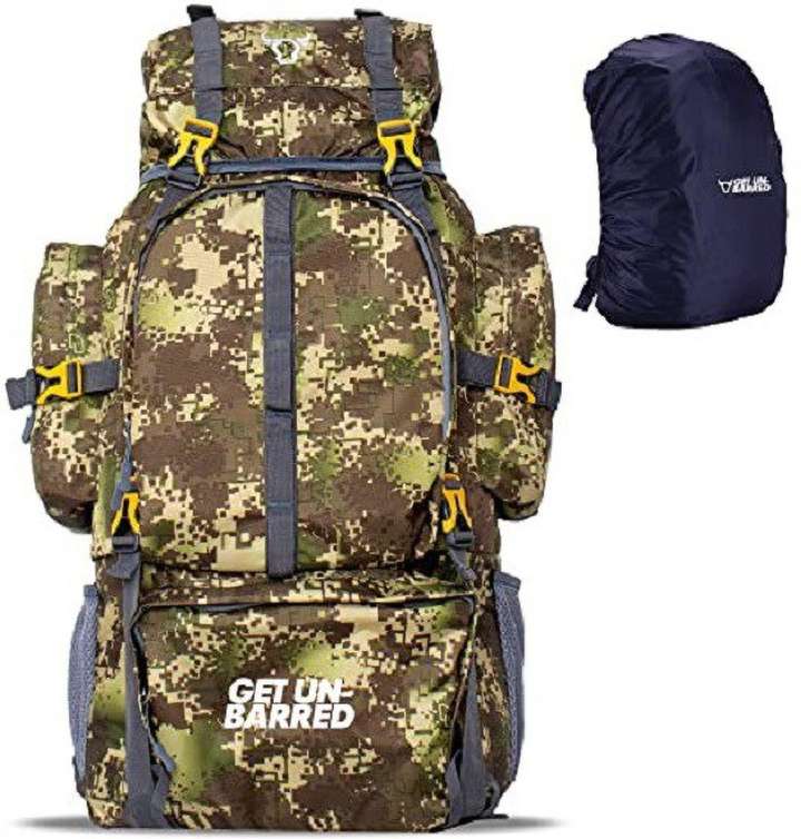 Mufubu Get Unbarred 80 Ltr Bomber Hiking Backpack for Camping Travelling Trekking bag Rucksack 80 L Khaki Brown Price in India Flipkart