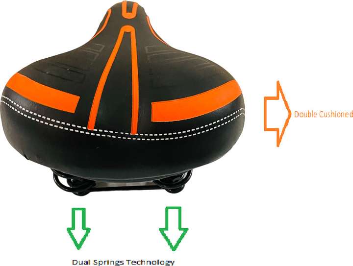 ShreNik Bicycle Saddle Cycle Seat Wide Suspension PU Form Mountain Bikes Black Orange Saddle