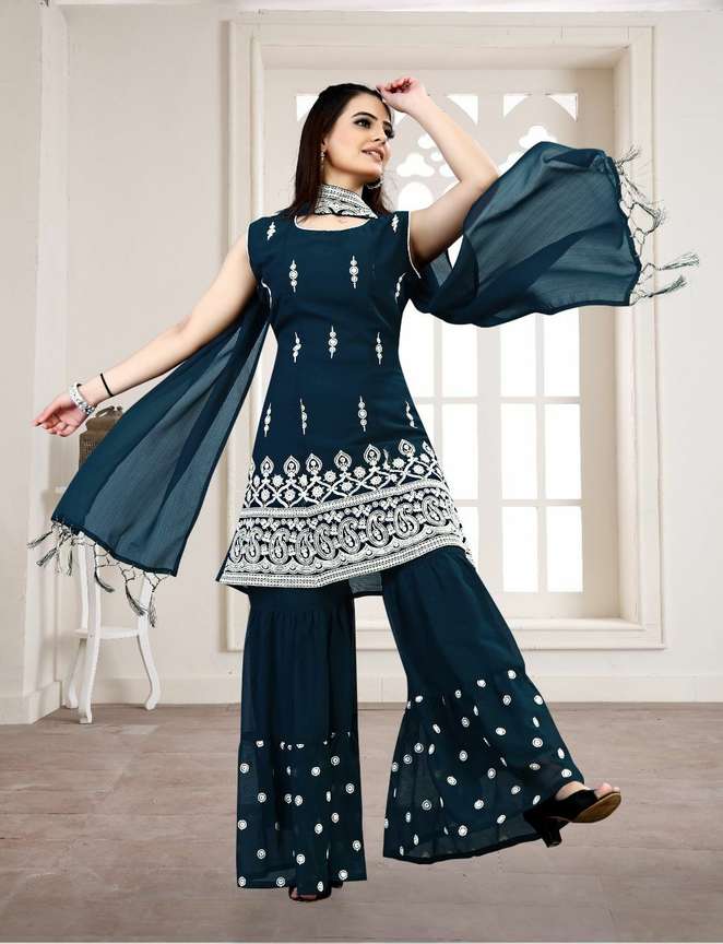 ANVRUYA BOUTIQUE Embellished Kurta Sharara Dupatta Set Buy ANVRUYA BOUTIQUE Embellished Kurta Sharara Dupatta Set Online at Best Prices in India Flipkart