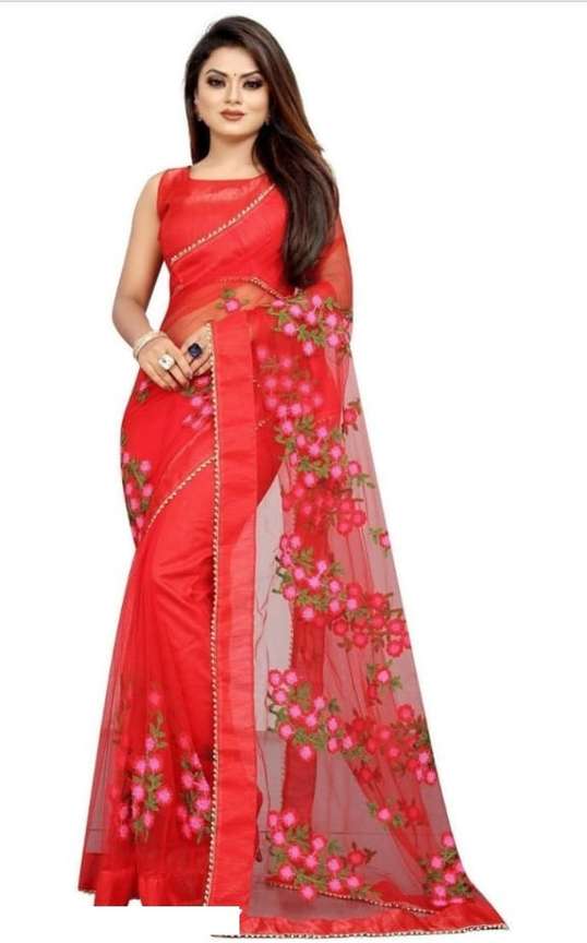 Buy Harmi fashion Self Design Bollywood Net Red Sarees Online Best Price In India Flipkart