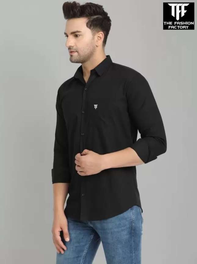 The Fashion Factory Men Solid Casual Black Shirt Buy The Fashion Factory Men Solid Casual Black Shirt Online at Best Prices in India Flipkart