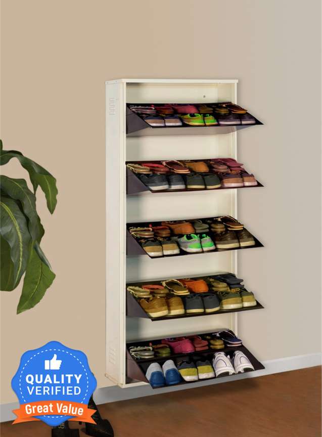 Delite Kom 24 Inches wide Jumbo Five Door Double Decker Powder Coated Wall Mounted Metallic Ivory Coffee Metal Shoe Rack Price in India Buy Delite Kom 24 Inches wide Jumbo Five