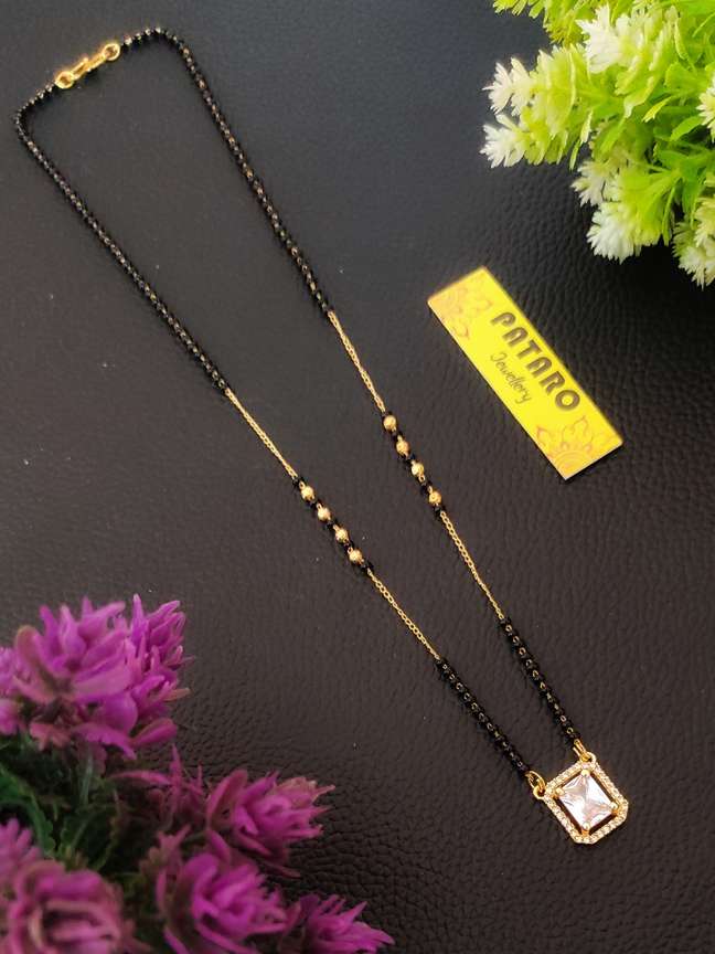 PATARO Designer Diamond studded Gemstone Mini Mangalsutra Gold nalla pusala danda Short Brass Mangalsutra Price in India Buy PATARO Designer Diamond studded Gemstone Mini Mangalsutra Gold nalla pusala...