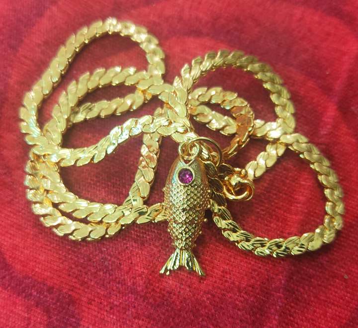 TGS GOLD COVERING Traditional Baby Chain with Fish Dollar for Women Girls 18 Inch Crystal Gold plated Plated Copper Chain Price in India Buy TGS GOLD COVERING Traditional Baby Chain with