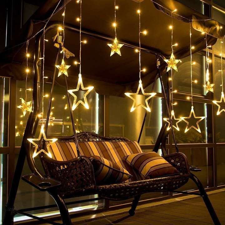 Tomex Star Light White Rice Lights Decorative Star Curtain LED Lights for Diwali Christmas Wedding rack Lights Ceiling Lamp star light home decoration star lighting for Diwali