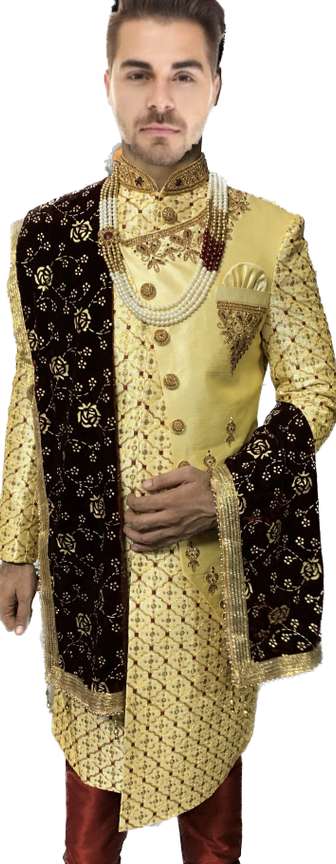 ShubhVivah Dulha Wedding Sherwani For Men Embroidered Self Design Sherwani Price in India Buy ShubhVivah Dulha Wedding Sherwani For Men Embroidered Self Design Sherwani online at Flipkart
