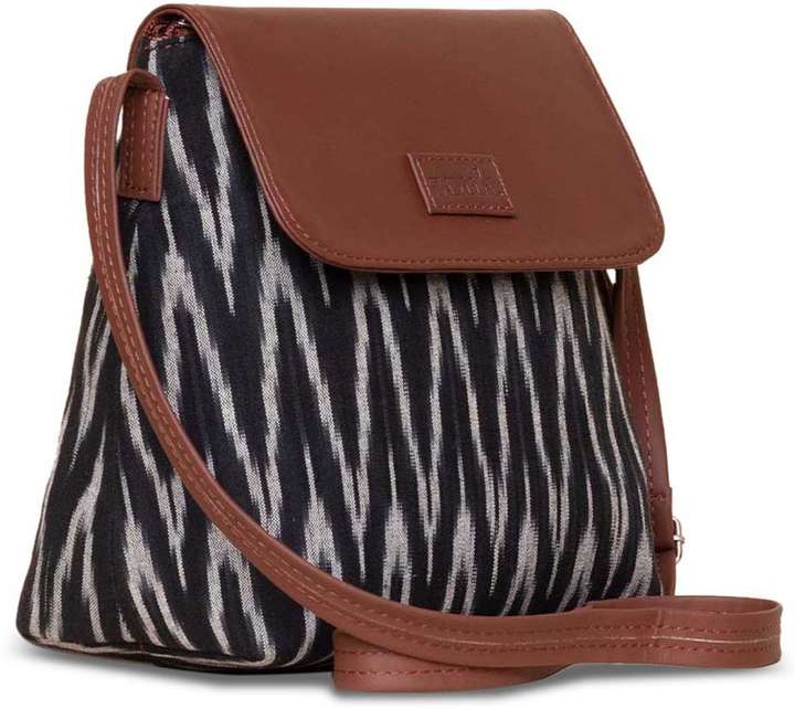 ZOUK Black Sling Bag Ikat Print Flap Sling Bag Black Price in India Flipkart