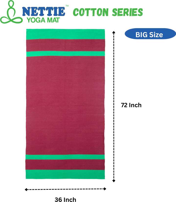 NETTIE 100 Handloom Cotton Yoga Mat Size 76 X 183 cm Carry Bag included Green 4 mm Yoga Mat Buy NETTIE 100 Handloom Cotton Yoga Mat Size 76 X 183