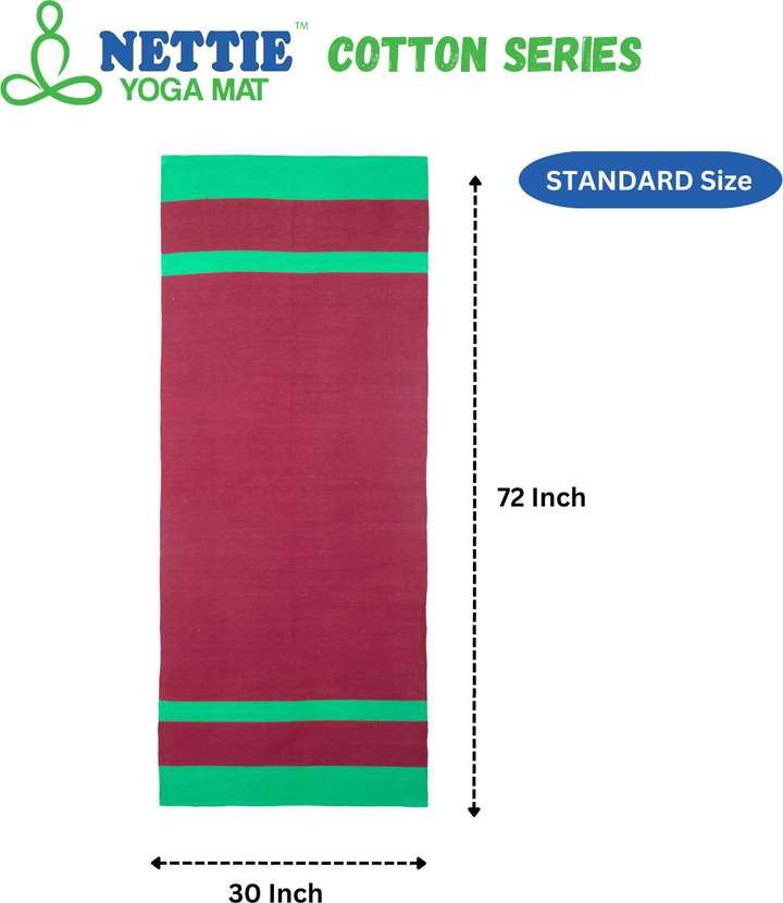 NETTIE 100 Cotton 100 Indian Yoga Mat Carry Bag included Size 86 X 180 cm BIG Size Green 4 mm Yoga Mat Buy NETTIE 100 Cotton 100 Indian Yoga