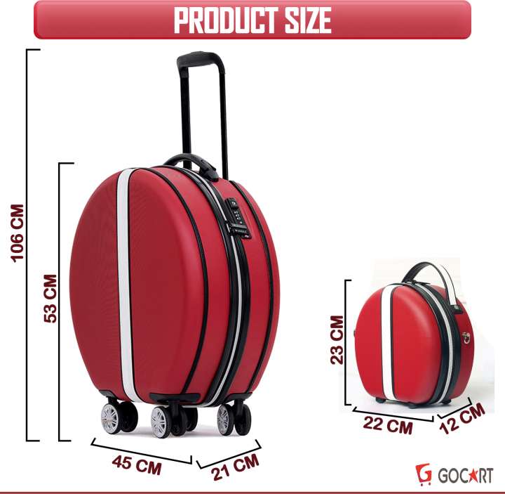 GOCART Round Hard Shell Suitcase ABS Travel Trolley Bag With Lock 4 Double Spinner Carry On Cabin Luggage With Hand Bag Wallet For Kids Women Cabin Suitcase 4 Wheels 20 inch