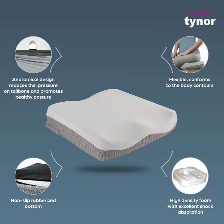 TYNOR Coccyx Cushion Seat Grey Universal Size 1 Unit Back Lumbar Support Buy TYNOR Coccyx Cushion Seat Grey Universal Size 1 Unit Back Lumbar Support Online at Best Prices
