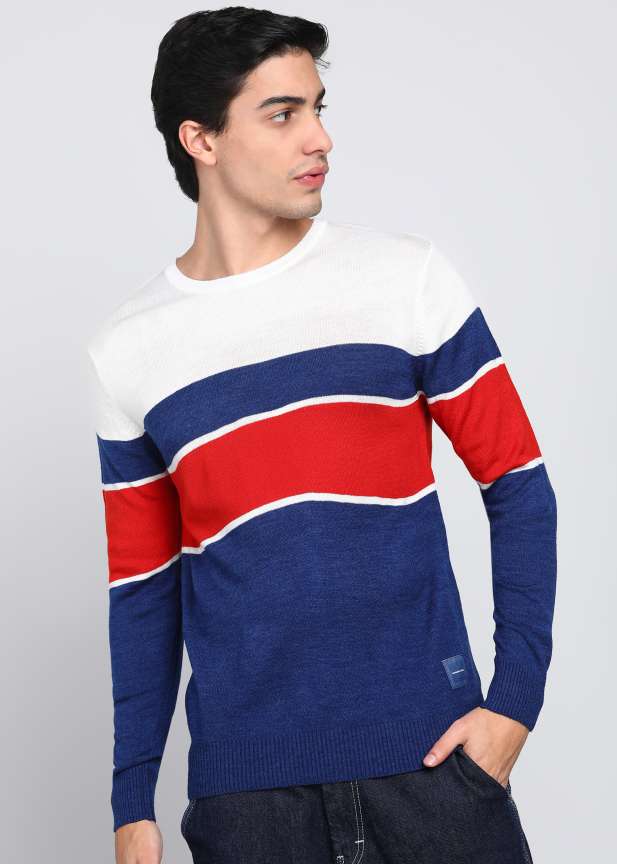 Blue red and white sweater best sale