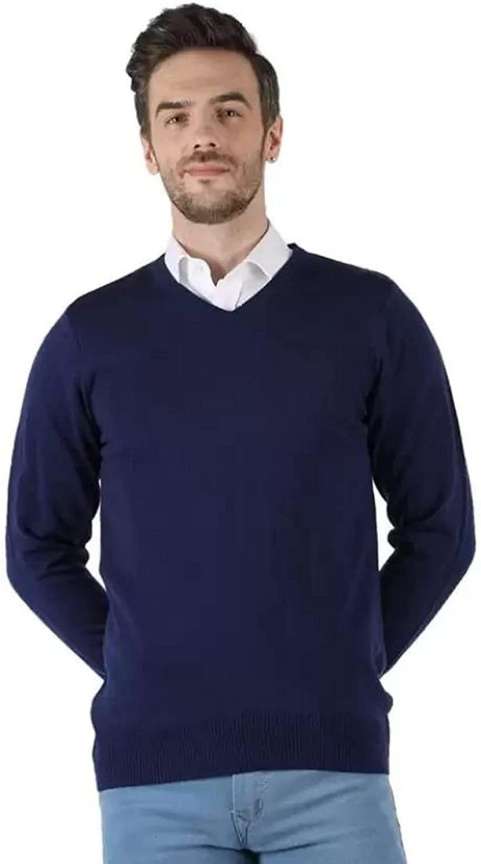 Dark blue v neck sweater best sale