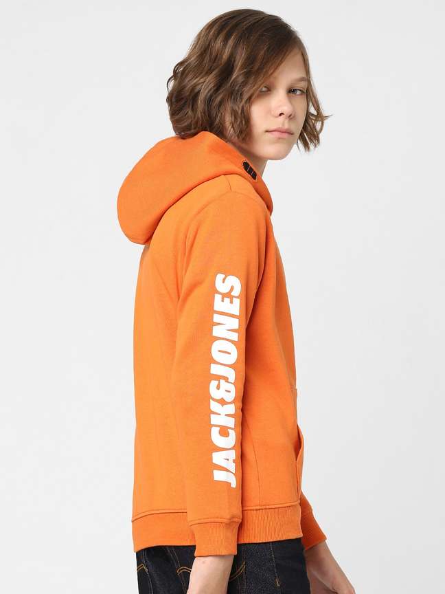 Jack and jones orange hoodie on sale