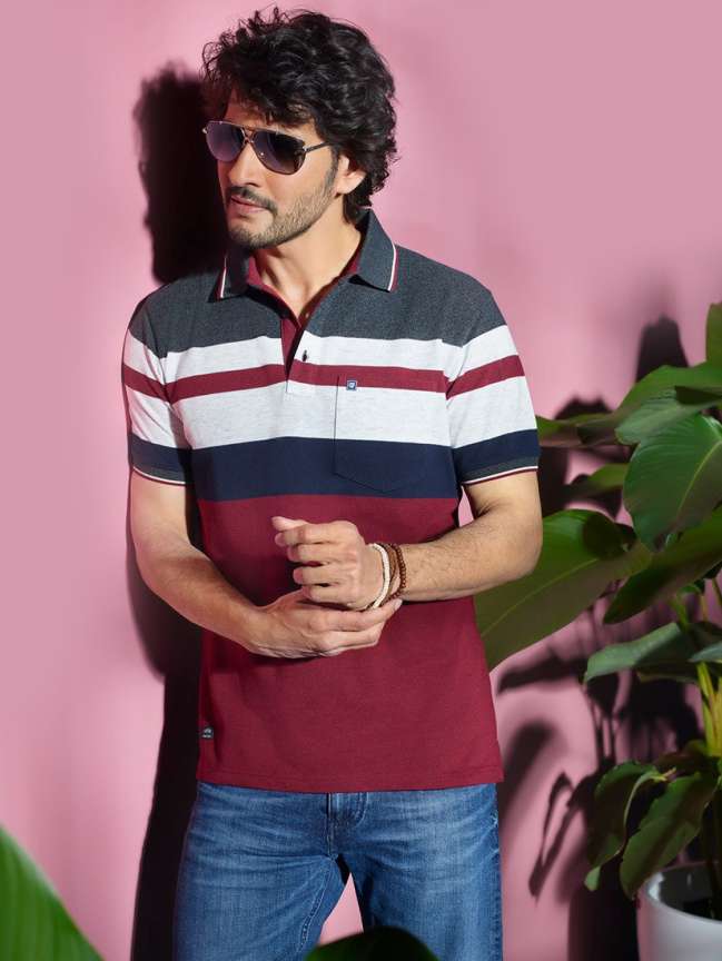 Otto Striped Men Polo Neck Maroon T Shirt Buy Otto Striped Men Polo Neck Maroon T Shirt Online at Best Prices in India Flipkart