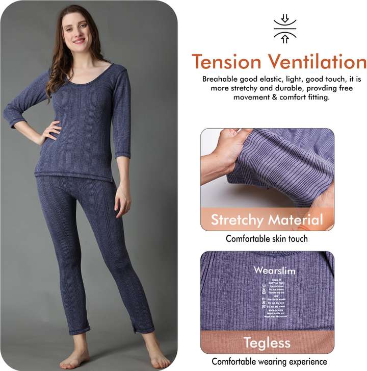 Wearslim Cotton Quilted Winter Lightweight Thermal Underwear for Women Long Johns Set Women Top Pyjama Set Thermal Buy Wearslim Cotton Quilted Winter Lightweight Thermal Underwear for Women Long Johns...