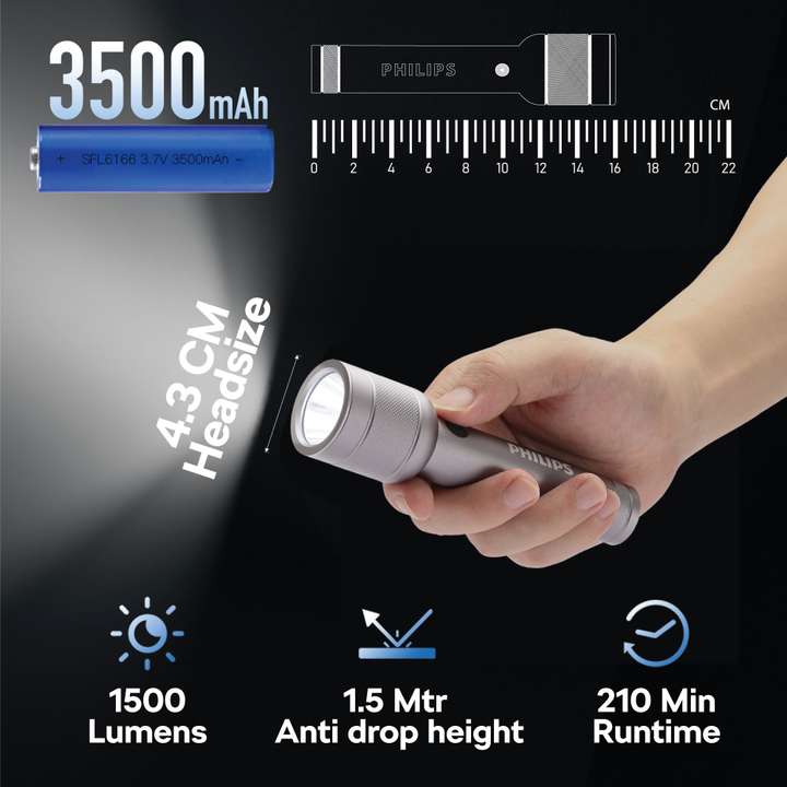 Philips led torch light rechargeable shop