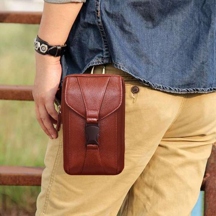 ABYS Genuine Leather Waist Pouch Waist Bag Vertical Sling Bag For Men Waist Pouch Maroon Price in India Flipkart