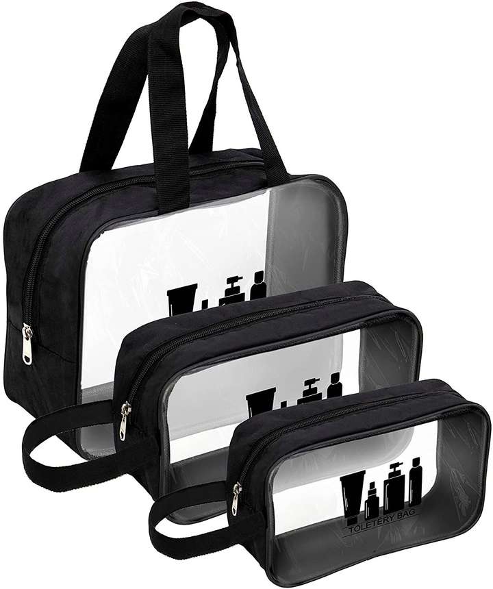 STORITE Set of 3 Multipurpose Transparent Toiletry Bag for Women Men Travel Toiletry Kit Black Price in India Flipkart