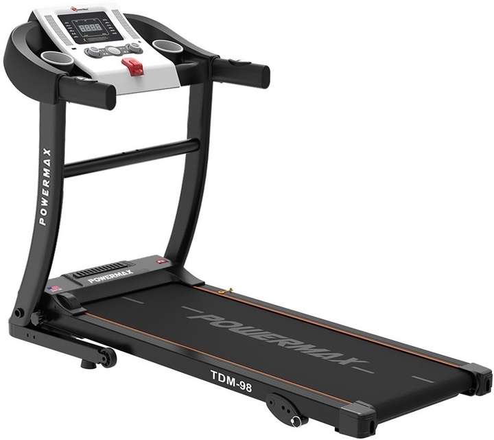 Powermax Fitness TDM 98 4HP Peak USB AUX Connection LED Heart Rate Sensor Foldable Home Use Treadmill