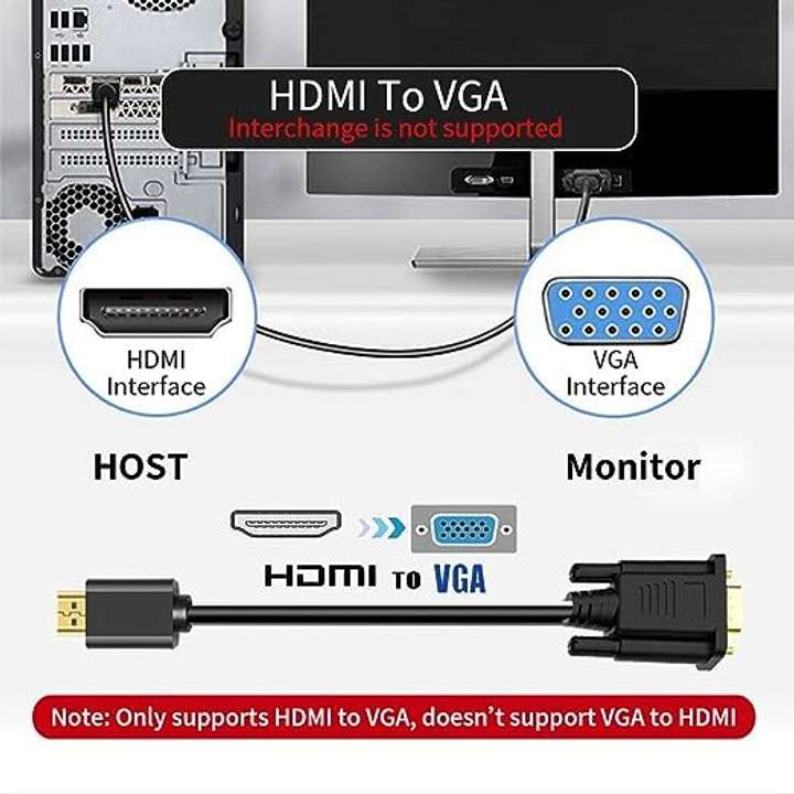 RuhZa HDMI to VGA Cable 1.5 M HDMI to VGA Adapter Male to Male 1080P HD Video Cord for Computer Desktop Laptop PC Monitor Projector HDTV and More Laptop Accessory Price in India