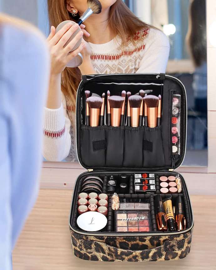 Bridal Dreams Leopard Professional Makeup Storage Organizer Bag with Adjustable Compartment Makeup Vanity Bag Vanity Box Price in India Buy Bridal Dreams Leopard Professional Makeup Storage Organizer ...