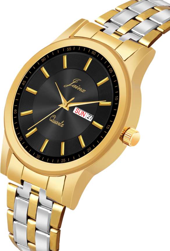 JAINX Premium Golden Day and Date Feature Analog Watch For Men Buy JAINX Premium Golden Day and Date Feature Analog Watch For Men JM1177 Online at Best Prices in