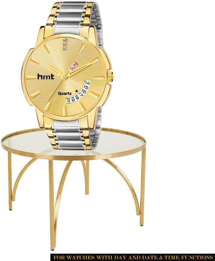 hrnt G T T 9044 TT9044 TwoTone Original Golden Plated Metal Water Resistant Branded Day Date Analog Watch For Men Buy hrnt G T T 9044 TT9044 TwoTone Original Golden Plated Metal Water Resistant Brande...