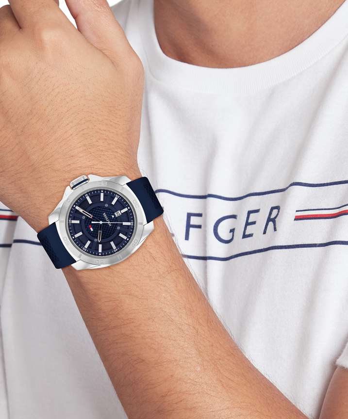 Tommy hilfiger blue silicone strap watch outlet