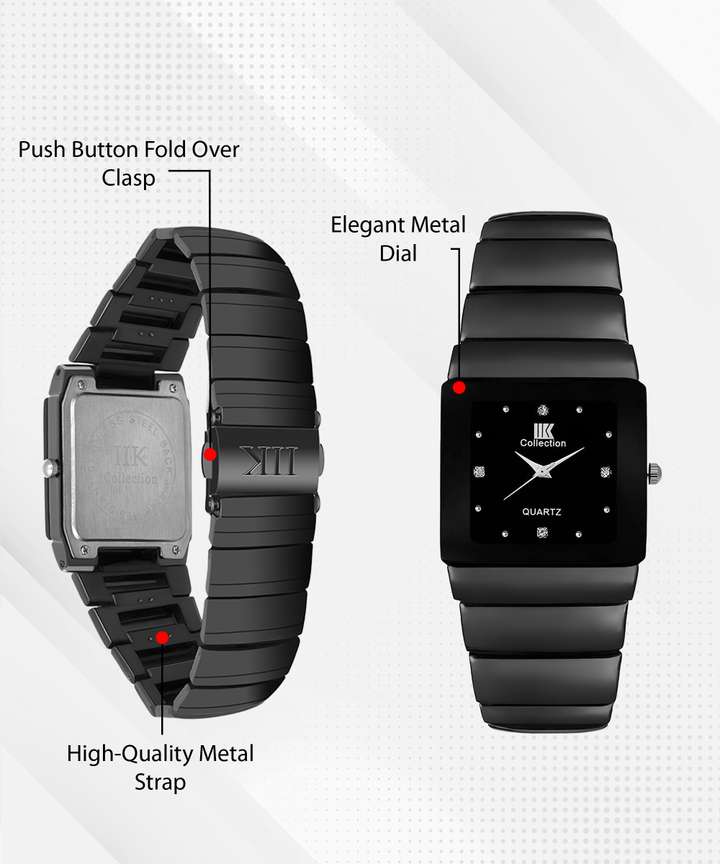 IIK Collection IIK-052M Men Watches Black Studded Square Dial Metal Bracelet Chain & Push Button Lock Analog Watch - For Men - Buy IIK Collection IIK-052M Men Watches Black Studded Square Dial IIK Collection IIK-052M Men Watches Black Studded Square Dial Metal Bracelet Chain & Push Button Lock Analog Watch - For Men - Buy IIK Collection IIK-052M Men Watches Black Studded Square Dial
