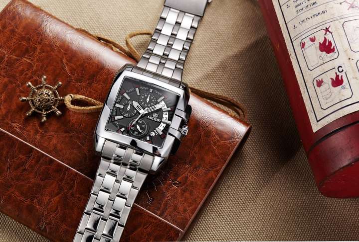 MEGIR 2018 Chronograph Quartz Luxury With Black Dial Stainless Steel Strap Black Dial Chronograph Luxury Mens Wrist Watch Silver Stainless Steel strap Analog Watch For Men Buy MEGIR 2018