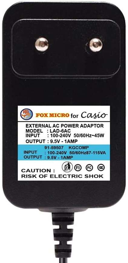 FOX MICRO Casio 9.5V 1 Amp AC DC Power Supply Power Adapter LAD 6 CTK 3500 Worldwide Adaptor Black Price in India Flipkart