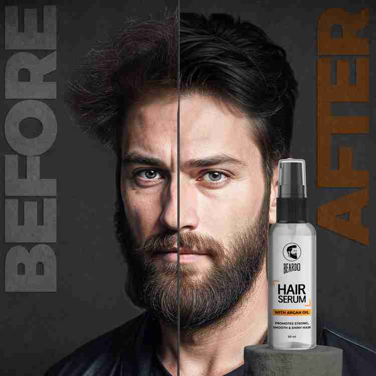 BEARDO Hair Serum 50ml Daily use hair serum for men with Argan Oil Provides instant shine Controls Frizz Makes hair silky smooth For All Hair Types Paraben