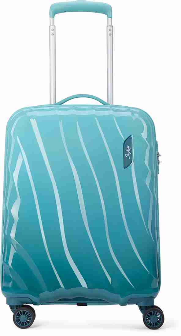 SKYBAGS Bloom Cabin Hardsided 55cm Printed 8 Wheels with TSA Lock Turquoise Trolley Bag Cabin Suitcase 8 Wheels 22 Inch Dusty Turquoise Price in India Flipkart