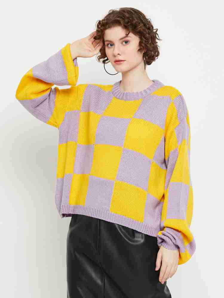 Purple and yellow sweater store