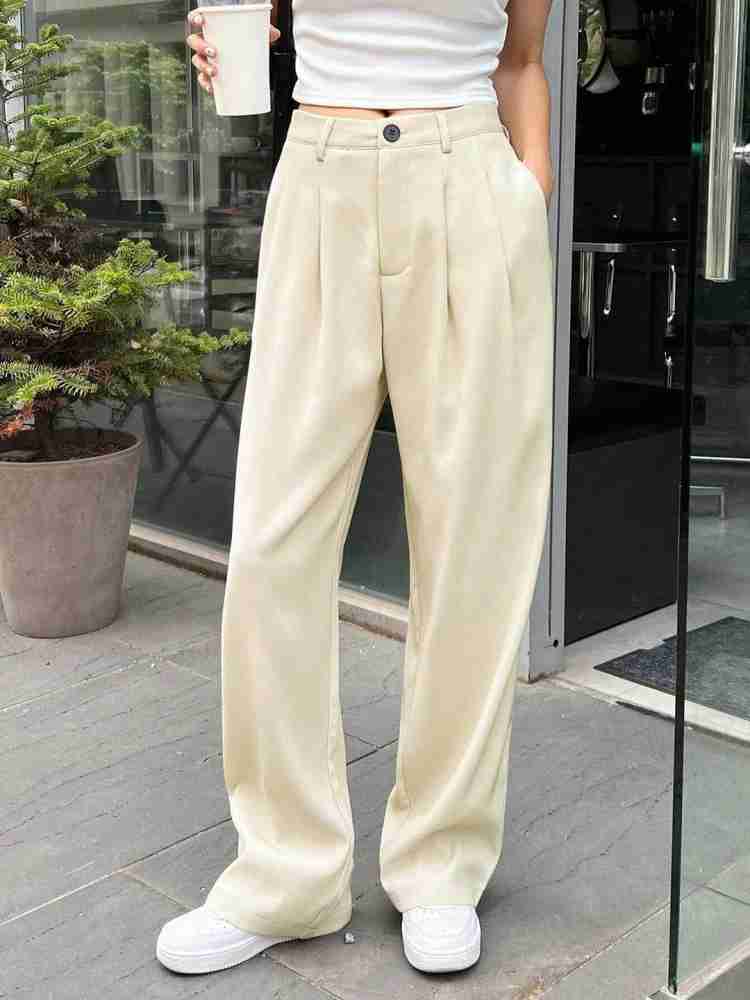 KLOTTHE Beige Cotrise Solid Trousers