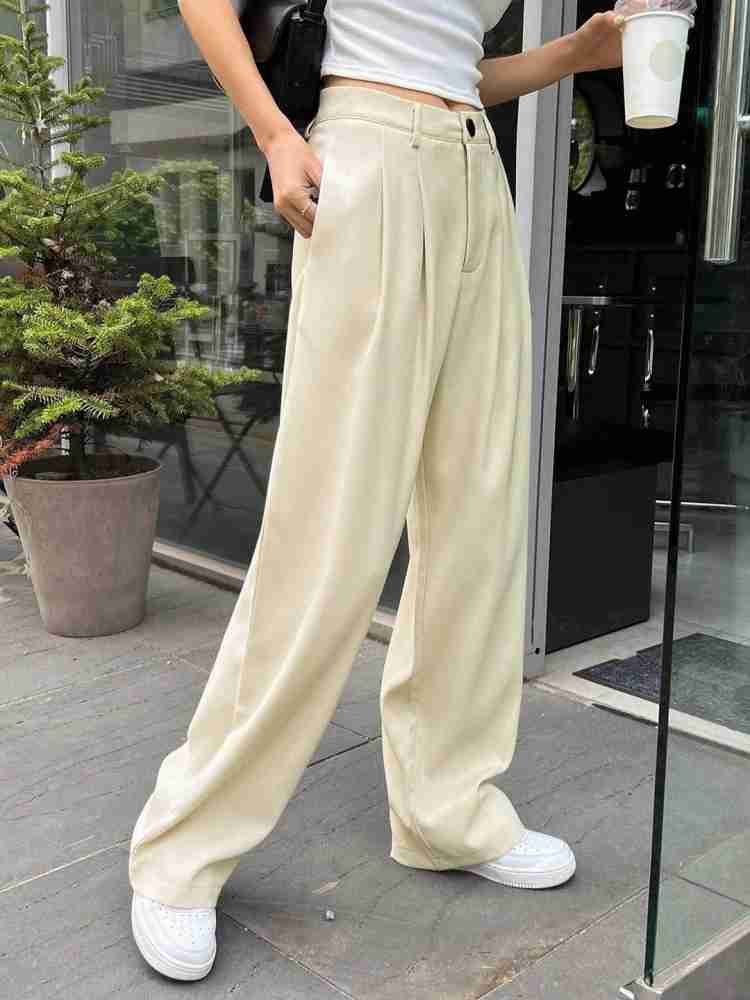 KLOTTHE Beige Cotrise Solid Trousers