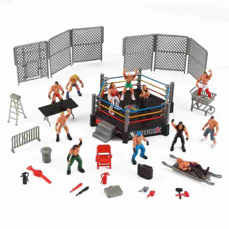 Mini Wrestling Ring Playset with Figures & Accessories 